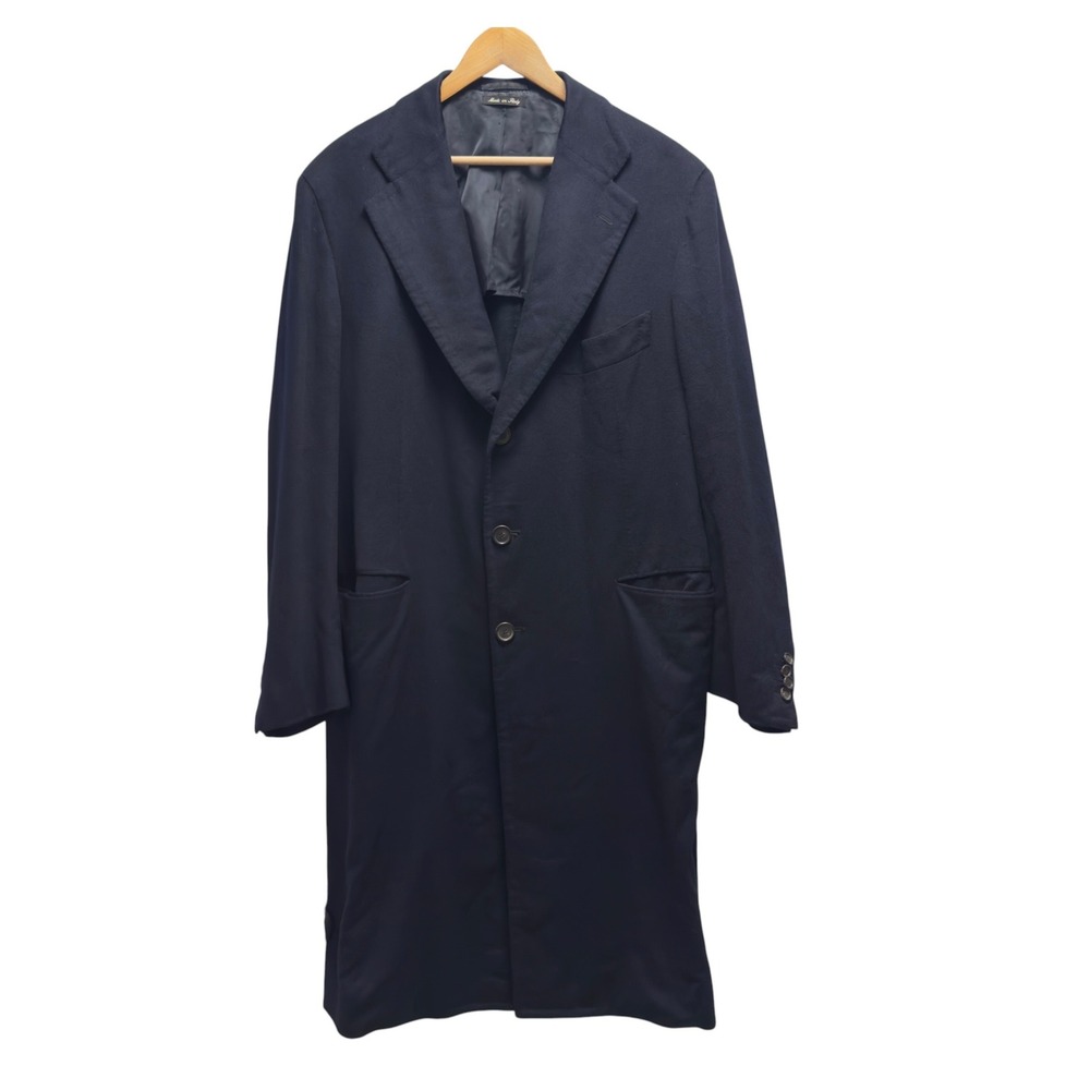 Cesare Attolini Men's IT 56R (US 46R) Navy Cashmere Long Overcoat Domenico Vacca